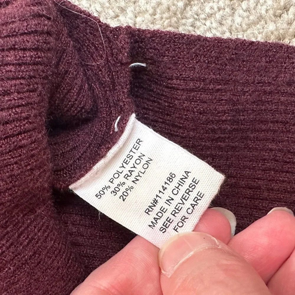 Ady P Soft Wine Red Wrap Tie Front High Neck Sweater Tunic Tank Top Medium - Picture 5 of 7